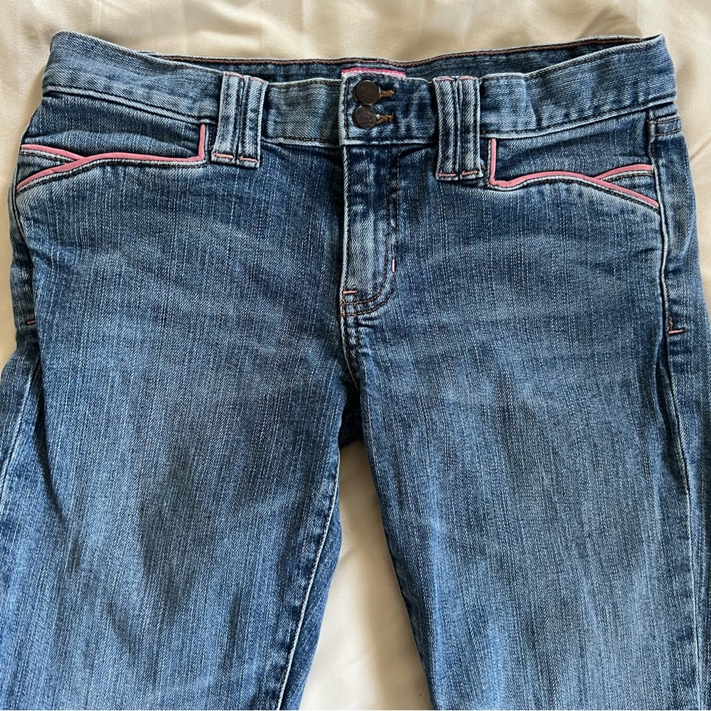 Abercrombie & Fitch Vintage Y2K Blue Denim Jeans with Pink Accents Size 2 - Picture 4 of 11